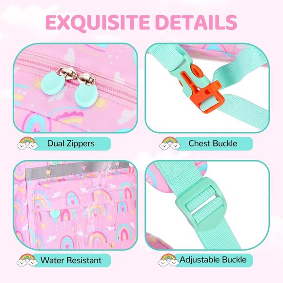 Toddler Backpack for Girls Boys Age 2-4 Preschool Mini for Travel Machine Wassh - Picture 7 of 8